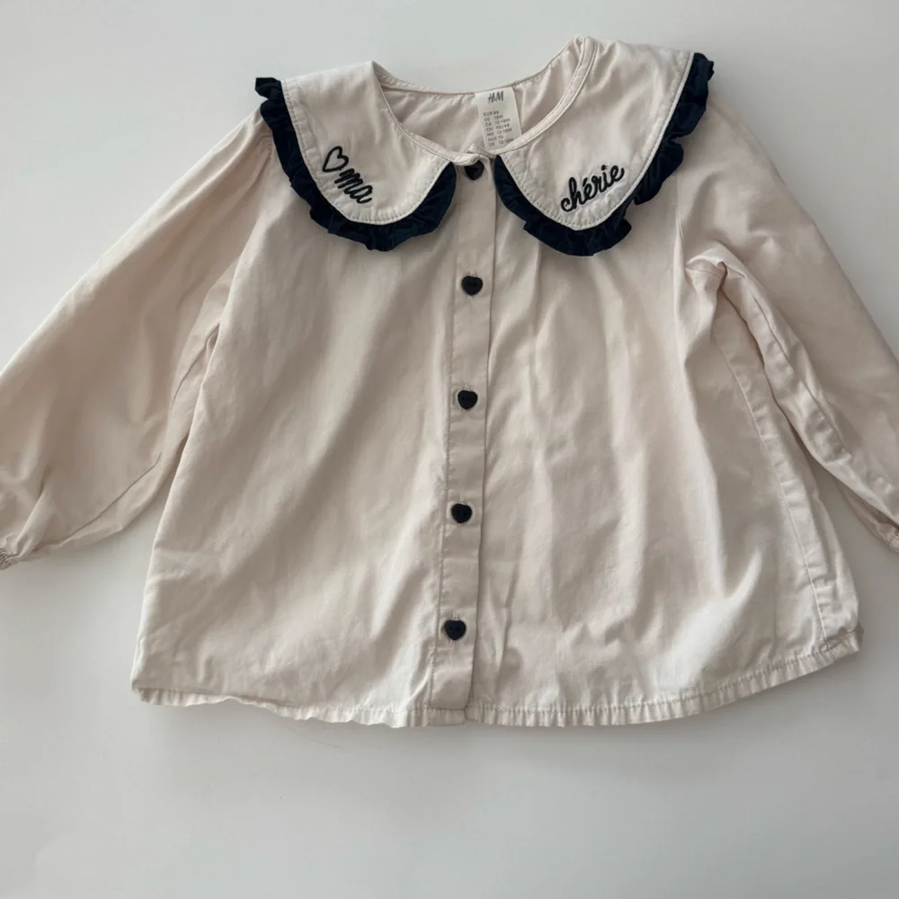 H&M 18M Cream Button-Up Shirt with Black Trim​